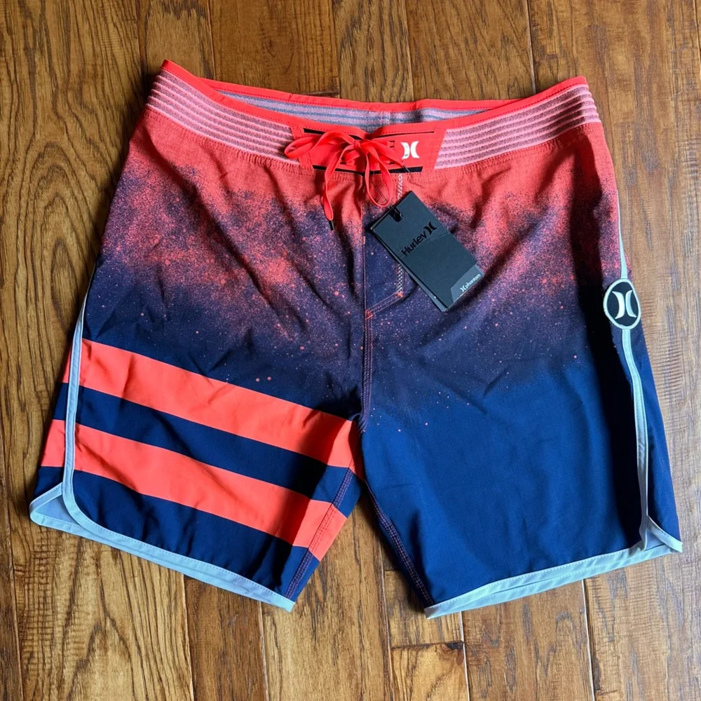 Hurley Men’s Phantom Hyperweave Boardshorts Orange & Navy Size 36 - Picture 2 of 11